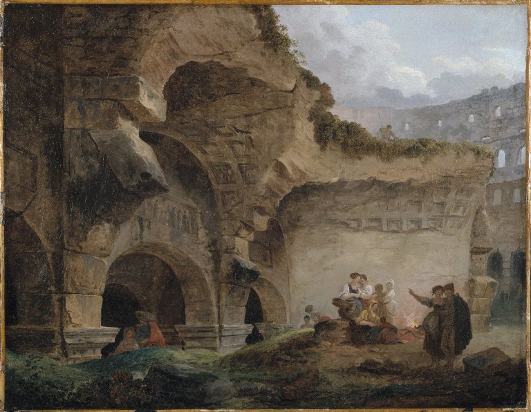 ROBERT, Hubert Washerwomen in the Ruins of the Colosseum